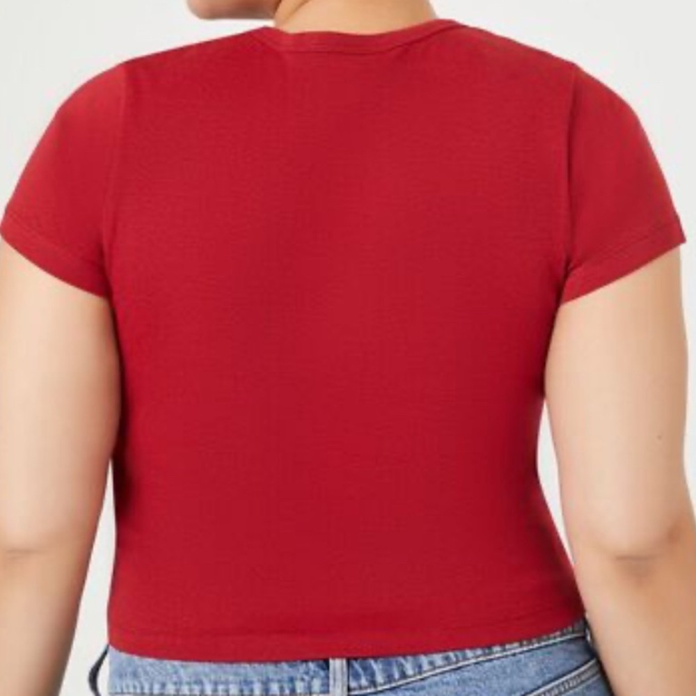Forever 21 Dump Him Baby Tee Red Graphic Cropped Y2K Top Large Sassy - Picture 3 of 12